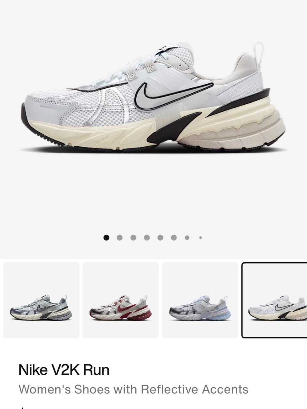Nike V2K Run — White with Black Swoosh and Cream Midsole